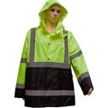 Petra Roc Inc Petra Roc Rain Parka Jacket, ANSI Class 3, 300D Oxford/PU Coating, Lime/Black, S LBRJK-C3-S